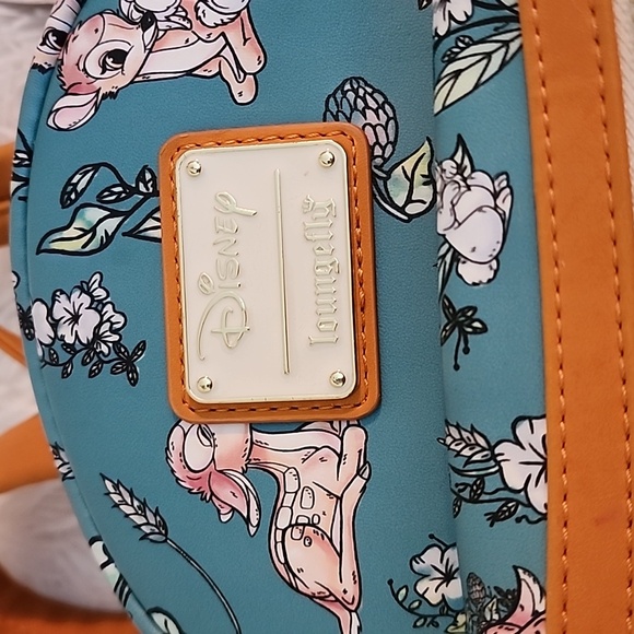 Loungefly Disney Teal and Tan Mini Backpack Bambi Forest Floral main image 6